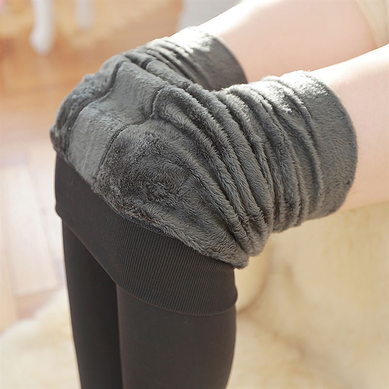 Kvinder høje elastiske tykke leggings efterår vinter fløjlsbukser edf 88: Grå