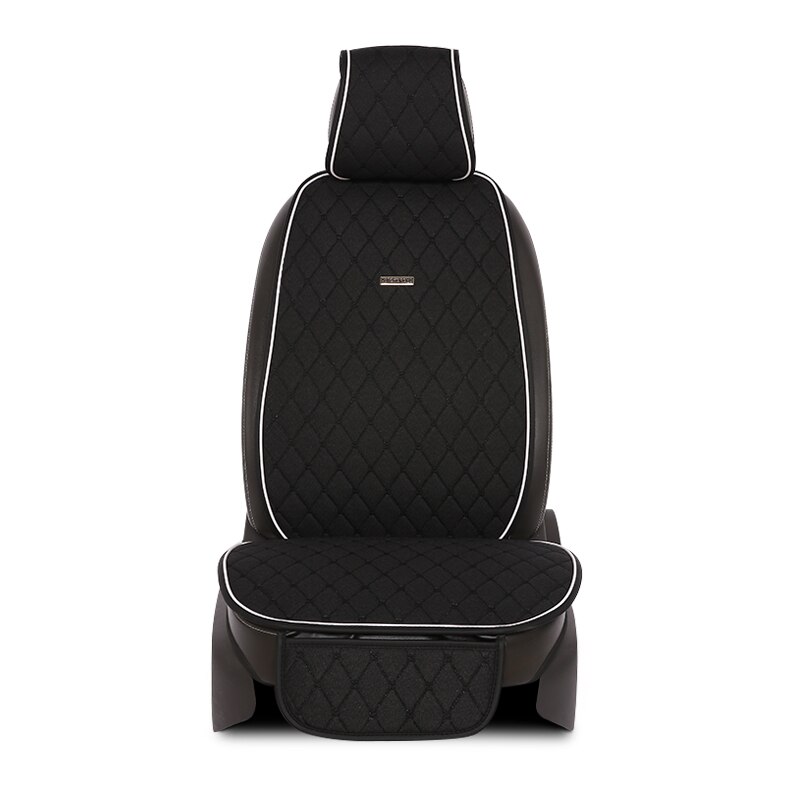 AUTOROWN Natural Flax Car Seat Cushion Universal Size Linen Fabric Seat Cover Auto Accessories Summer Automobile Seat Covers: 1pc  BLACK-BLACK