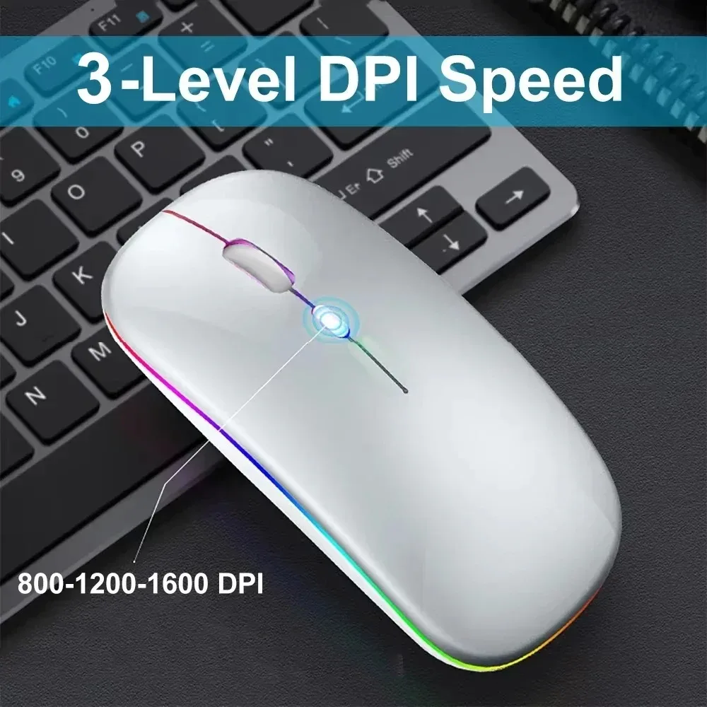 Dual Bluetooth 5,1 Maus 2,4G Drahtlose Maus Wiederaufladbare Stille RGB Hintergrundbeleuchtung Gaming Maus 1600 DPI Mäuse für Laptop Tablet