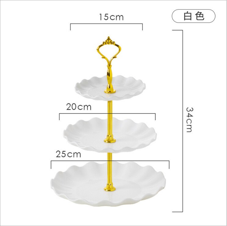 European Three-layer Cake Stand Wedding Party Dessert Table Candy Fruit Plate Cake Self-help Display Home Table Decoration Trays: White