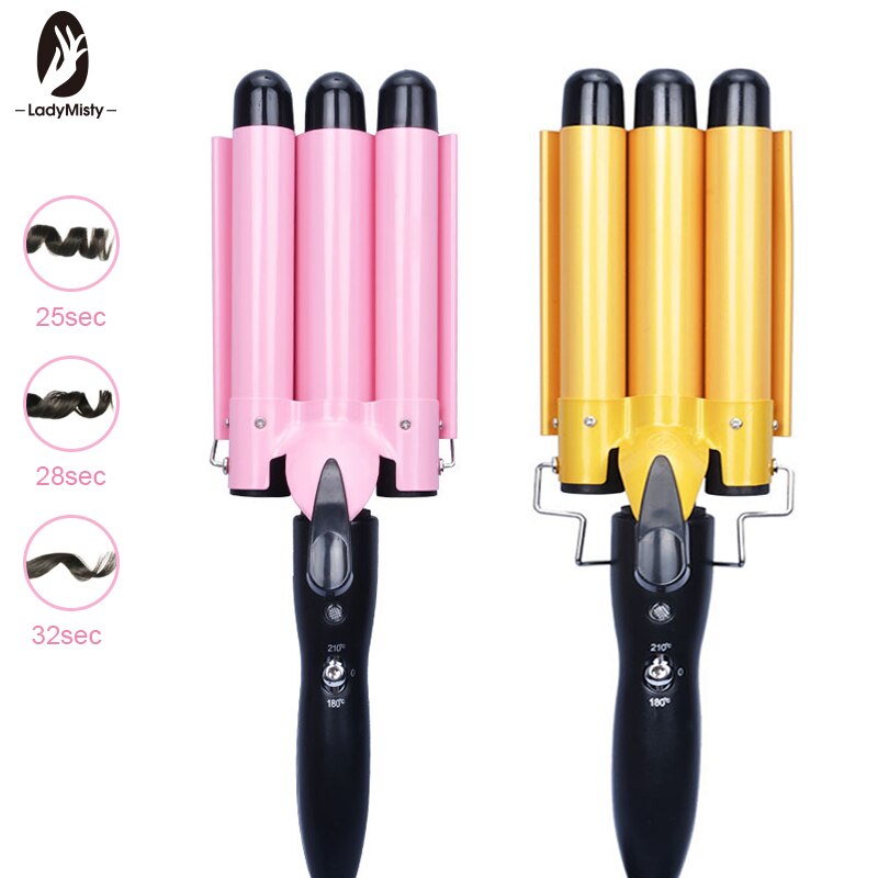 Women Hair Curler Automatic 3 Barrels Curler Deep Barrel Hair Waver Hair Curling Iron Wand Styling Tools for Long Hair