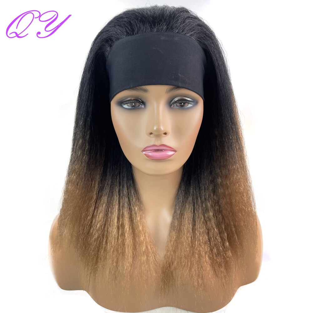 Pelucas de diadema rectas africanas sintéticas, peluca de peinado de longitud media negra Natural para mujer, pelo Afro Yaki rizado para uso diario para mujer