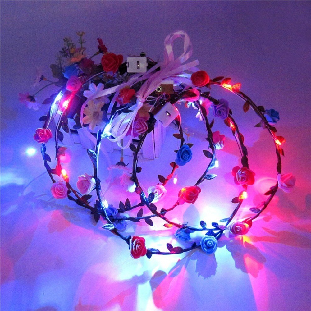 1pc Gloeiende Licht Guirlande Hoofdband Haar Accessoires Bridal Krans LED Hoofddeksels Prinses Haarbanden Bruiloft