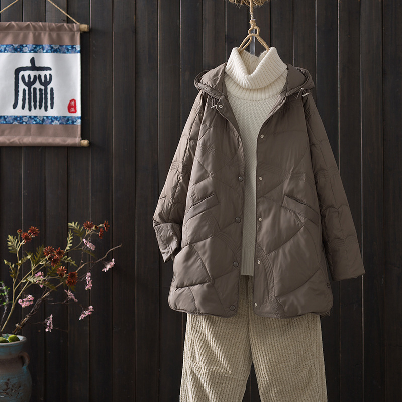 Plus Size 3xl Women Winter Coat Arrivals 90% White Duck Down Hooded Ultra Lightweight Keep Warm Down Jackets: 4XL / Burgundy