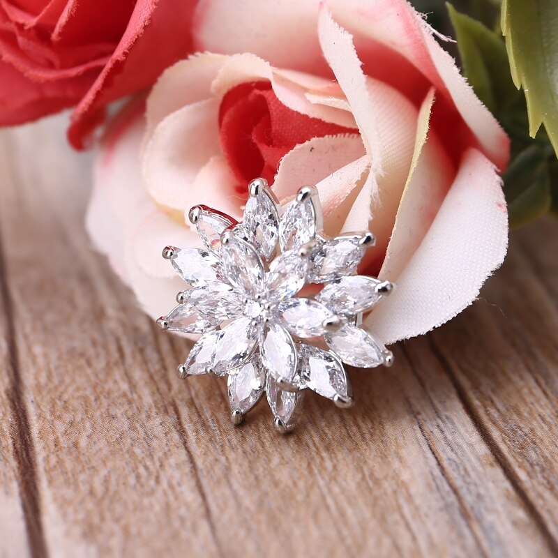 5 stk 21mm rhinestone blomsterknap med løkke smykker metal udsmykninger til diy bryllup broche dekoration tilbehør