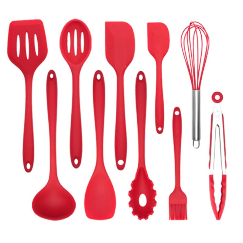 11/10pcs Heat Resistant Silicone Cookware Set Nonstick Cooking Tools Kitchen Baking Tool Kit Utensils Non-stick Spatula Spoon Br