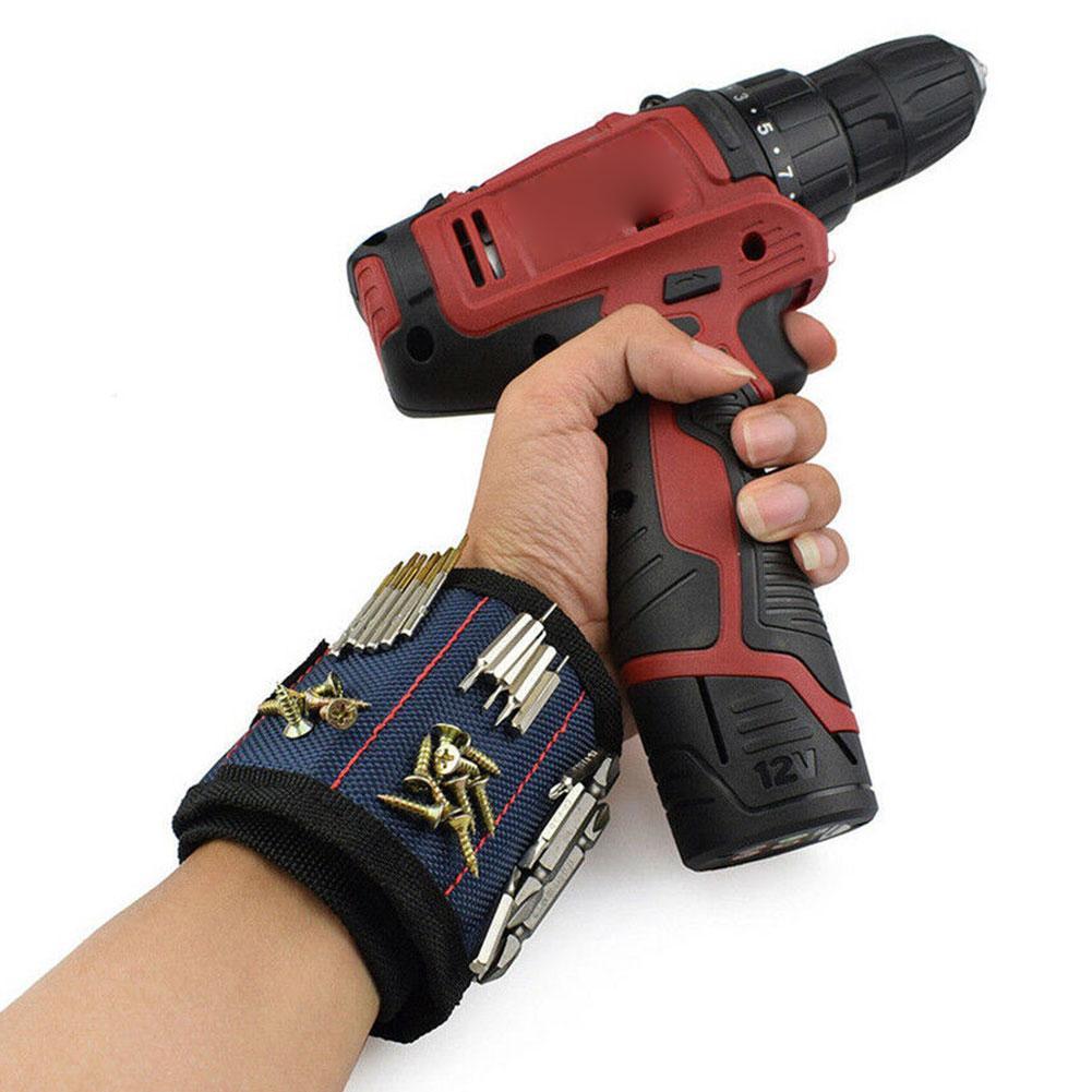 Polyester Magnetic Wristband Strong Magnets Portable Tool Holder Bag Screws Electrician Belt Drill Tool Bag Repair L0G5