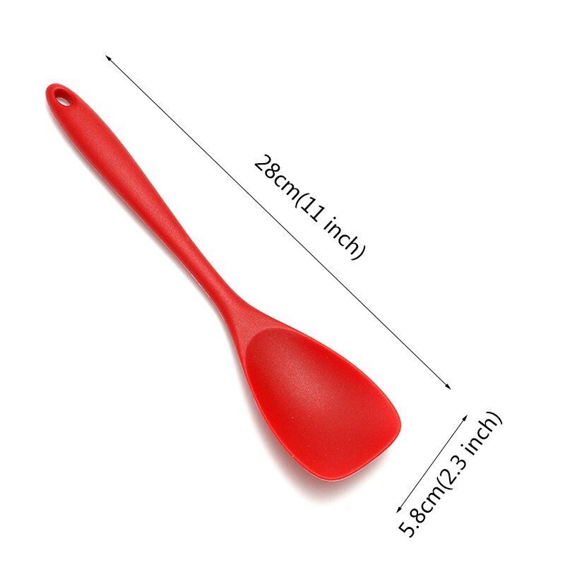 1pc silikonredskapsset non-stick värmebeständig spateltång vändare skänkar set för matlagning köksredskap köksredskap bpa gratis: Röd salladssked