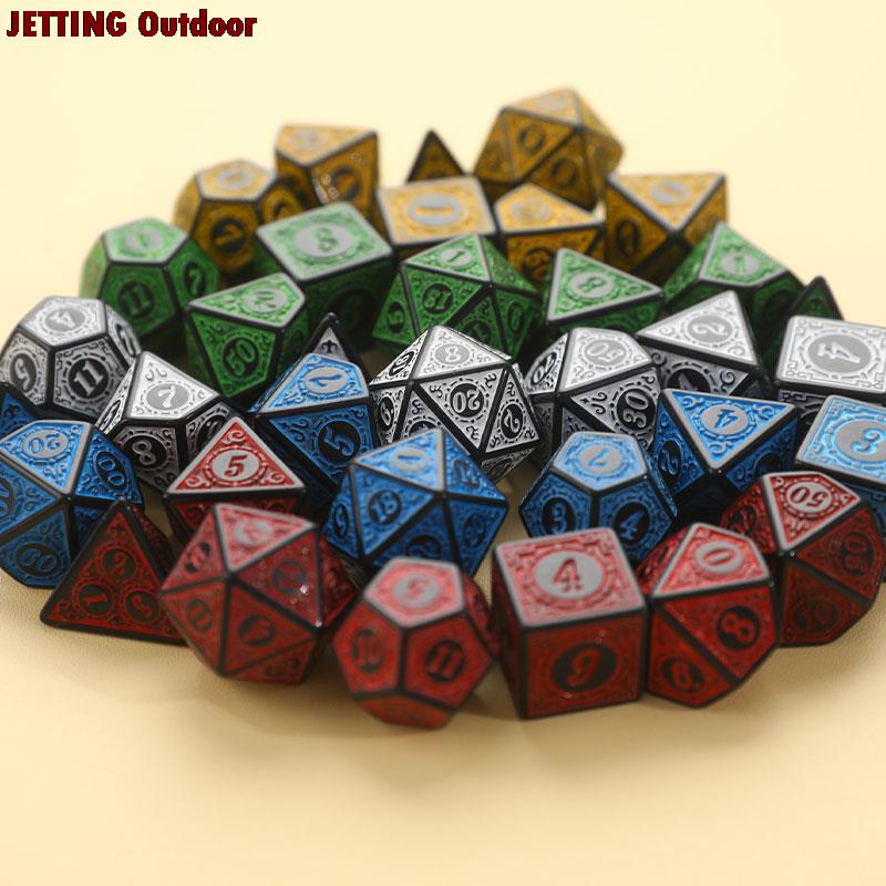 7 pz/set poliedrico 7-Die intagliato modello dadi Set D4 D6 D8 D10 D % D12 D20 per RPG DND forniture di gioco