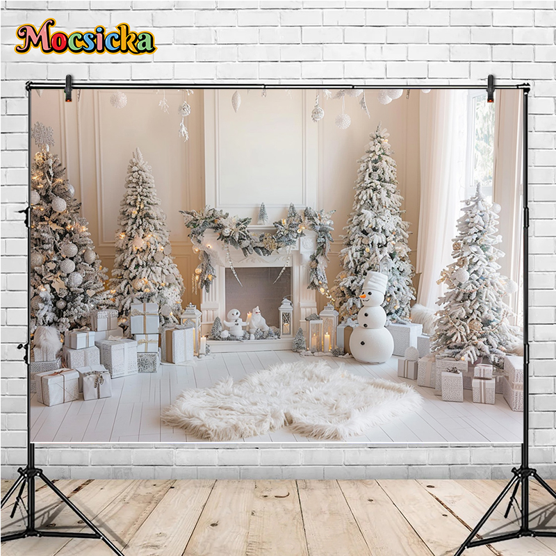 Mocsicka Winter Christmas Photography Background Gorgeous Mantel Decoration Party Family Portrait Photo Backdrops Studio: PEACOCK BLUE / 150*150