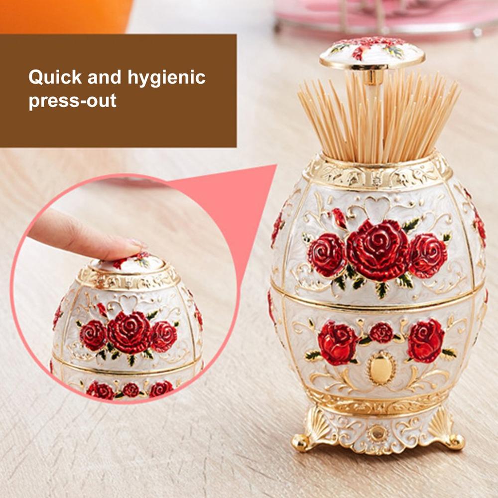 Metal Zinc Alloy Toothpick Holder Flower Pattern Holder Metal Toothpick Dispenser Box Organizer Bar Hotel Usage