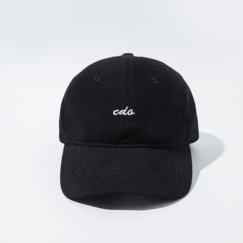Linjw-letterborduurwerk katoenen baseballpet voor heren en dames, hiphop snapback-petten, koreaanse baseballpet voor buiten, vaderhoeden: Zwart