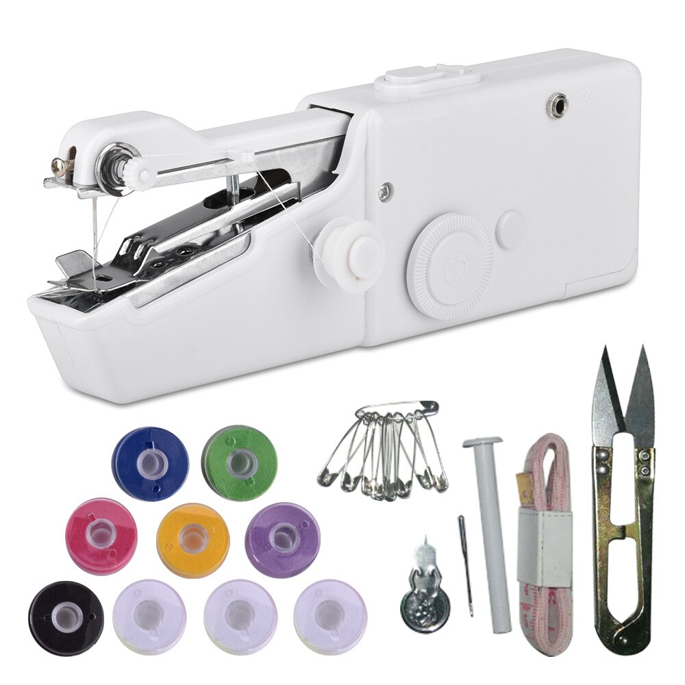 Portable Mini Hand Sewing Machine Household handheld Sewing Machine Electric Stitch Needlework Set for DIY Clothes Stitchin