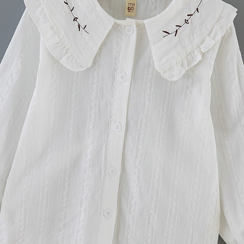 White Spring Autumn Kids Baby Girls Clothes Cotton Tops Child Girls Solid Print Shirts Clothing youth Casual Clothing