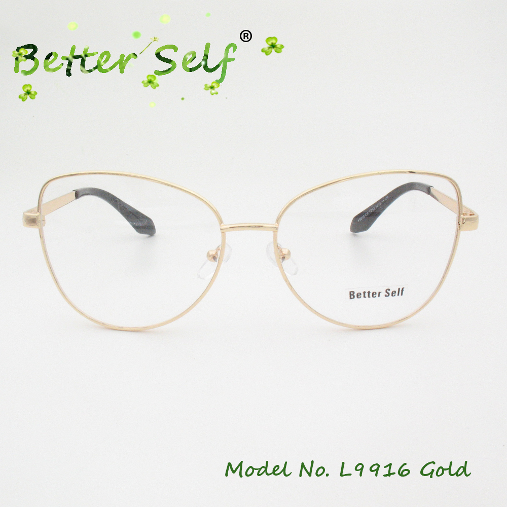 Better Self L9916 Prescription Eyewear Alloy Spectacles Gold Eyeglasses Frames For Women Myopia Optical Cat Eye Glasses