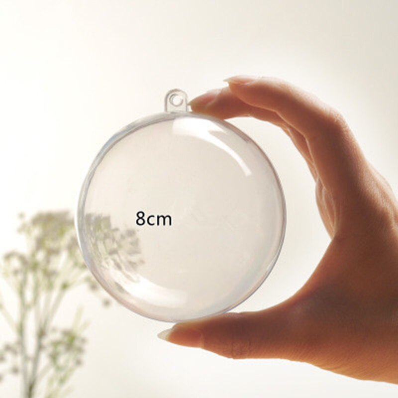 Christmas Decoration Hanging Ball DIY Plastic Sealable Can Open Transparent Hollow Sphere ChristmasTree Hanging Transparent Ball: 8cm