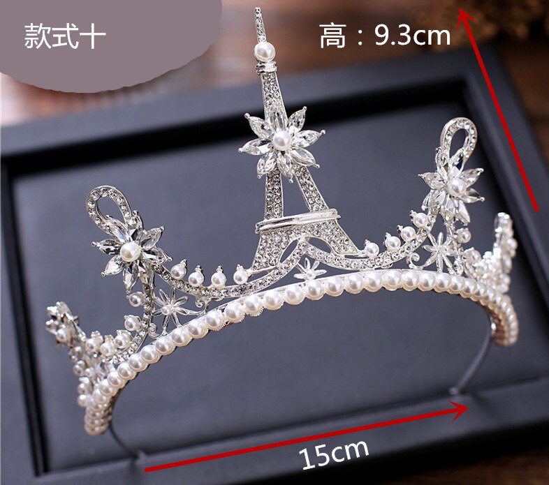 Bruidskroon, bruidshoofddeksel, haaraccessoires, parel bruidskronen, tiara's, sieraden, strass bruidstiara, hoofdband, 22 stijlen: 9