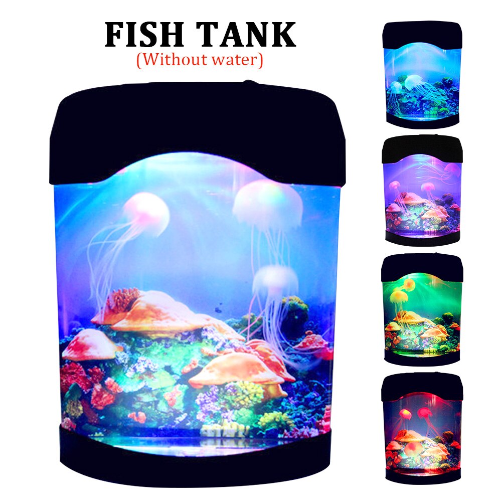 Mini Aquarium Kwallen Lamp Night Home Decor Usb-aansluiting Kleur Veranderende Slaapkamer Elektrische Kunstmatige Fish Tank Led Verlichting