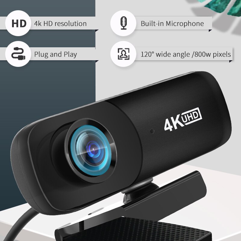 Best C160 Webcam 4K UHD 4096×2160P H.264 PC Camera 800W Pixels Web Cam USB Web Camera with Microphone for Distance Learning