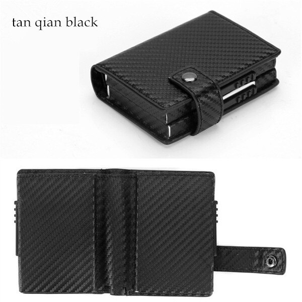 Bisi Goro Aluminium Wallet Credit Card Holder Metal Met Rfid Blocking Multifunctionele Portemonnee Reizen Metal Case: tan qian black X-35C
