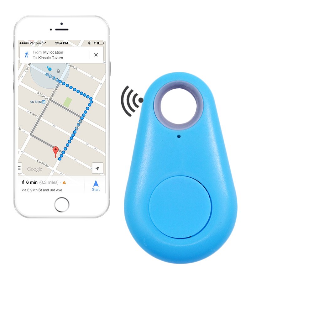 Mini trådløs bluetooth 4.0 tracker anti-lost lomme smart tracker gps locator alarm tegnebog nøgle kæledyr hund tracker: Blå