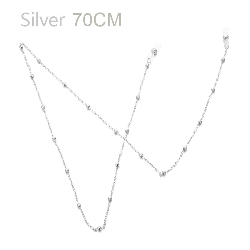 70cm damesbrilkettingen zonnebril leesbril kralen ketting blad brillen koordhouder goud zwart nekband touw: Zilver