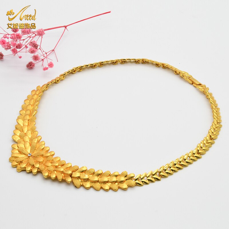 ANIID Jewelery Set Dubai Necklace For Womans Gold Jewelry Wedding Rings Indian Bridal Earrings Bracelet 24k Plated Polynesian