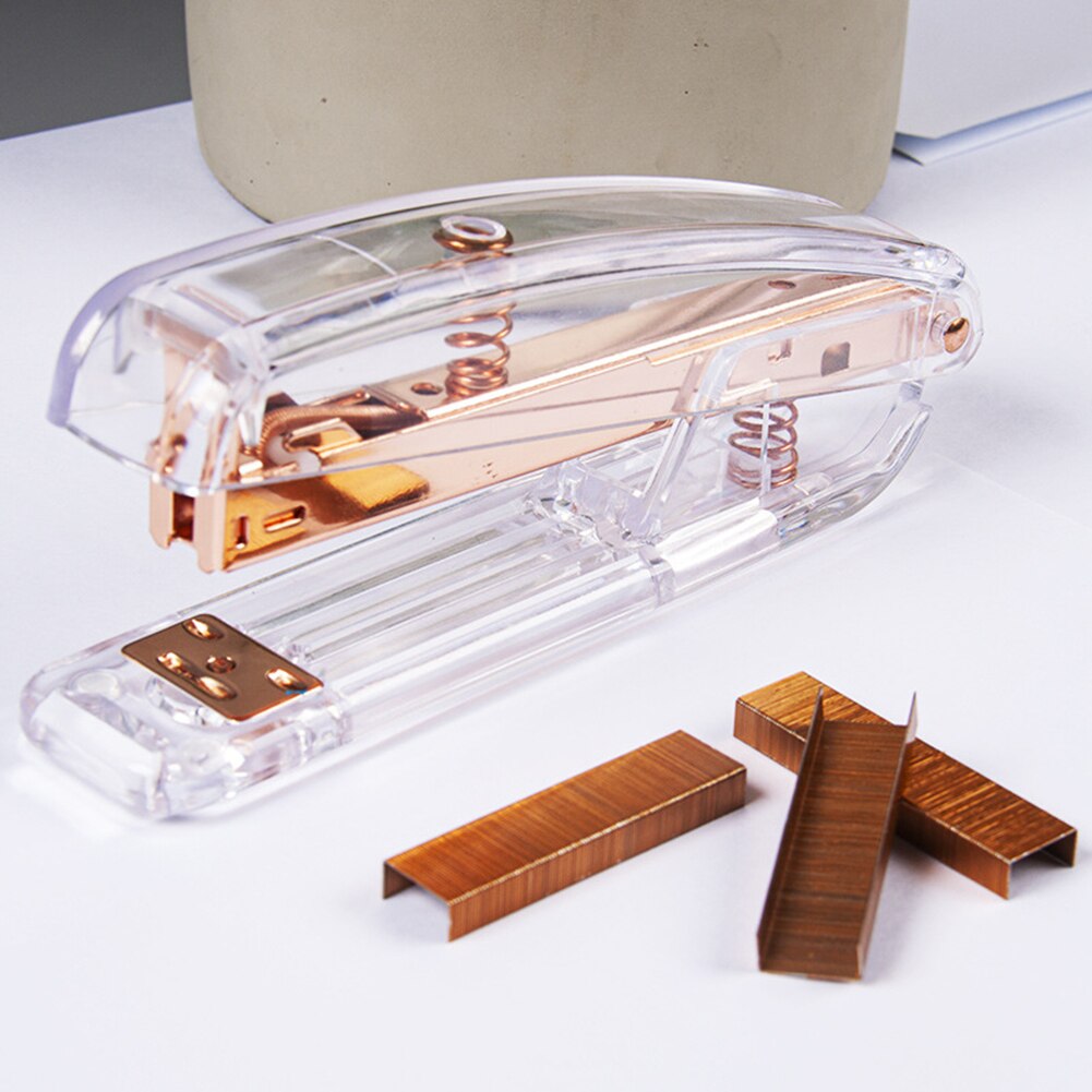 Transparent Manual Metal Stapler Book Stapling Machine Office School Stationery