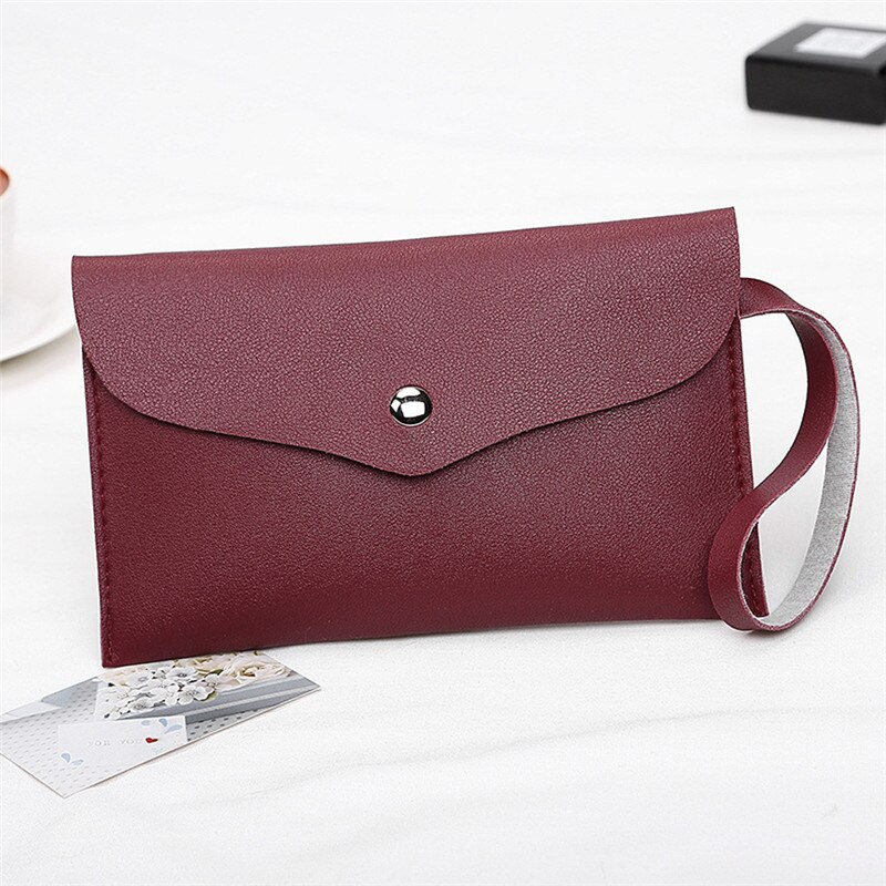 Zipper Women Leather Slim Wallet Simple Female Purse Clutch Thin Wristlet Phone Coin Credit Card Holder Dollar: Red