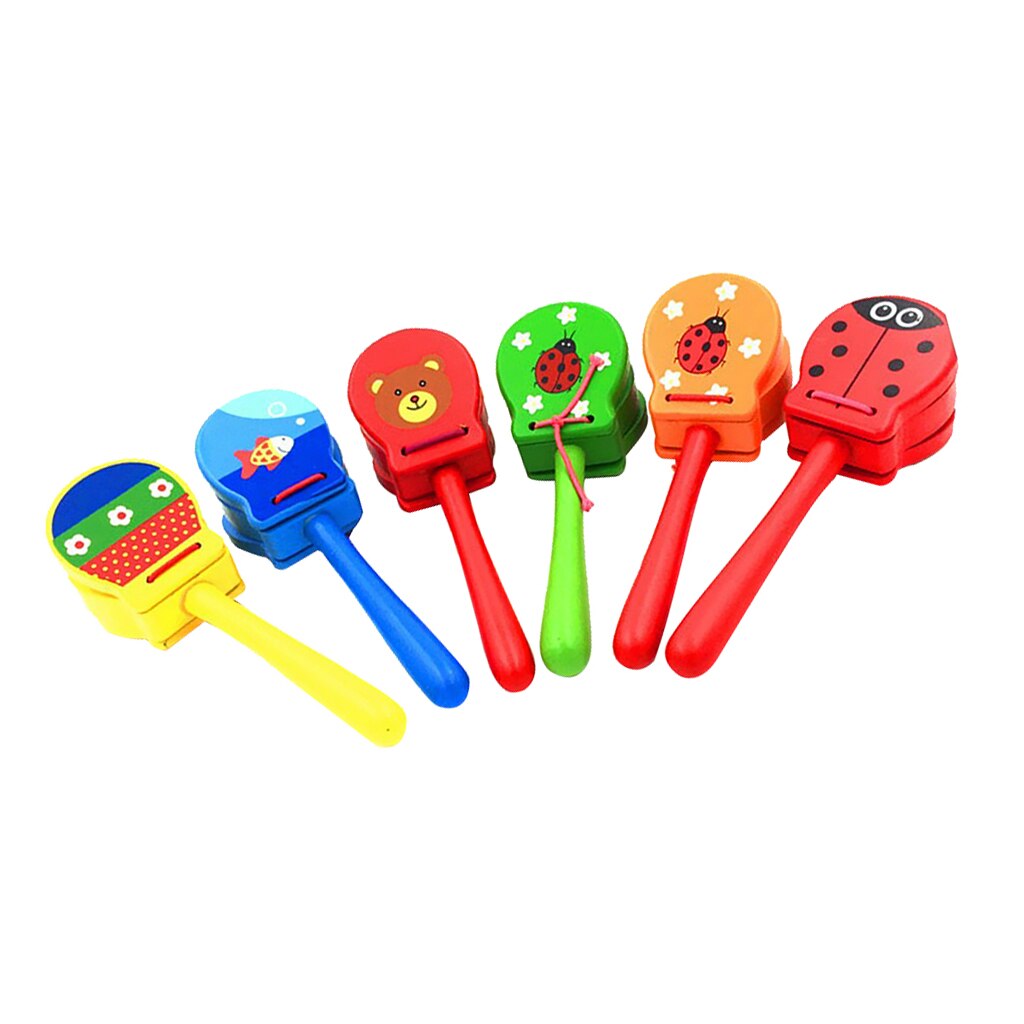 Wooden Long Handled Castanet/Clapper/Clacker Toys Suitable Kids Early Music