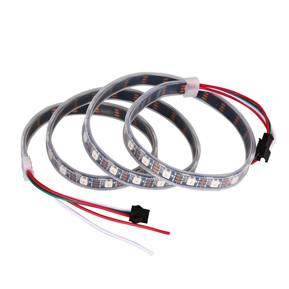 Tira LED WS2812B 5050 RGB 1 Metro 60 LEDs – PCB Negro – Individual Direccionable 5V – Efectos Increíbles