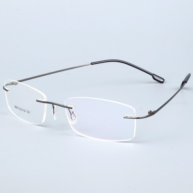 Bclear titanium legering kantløse briller ramme mænd ultralette recept nærsynethed optiske briller mandlige rammeløse briller 6 farve: Grå