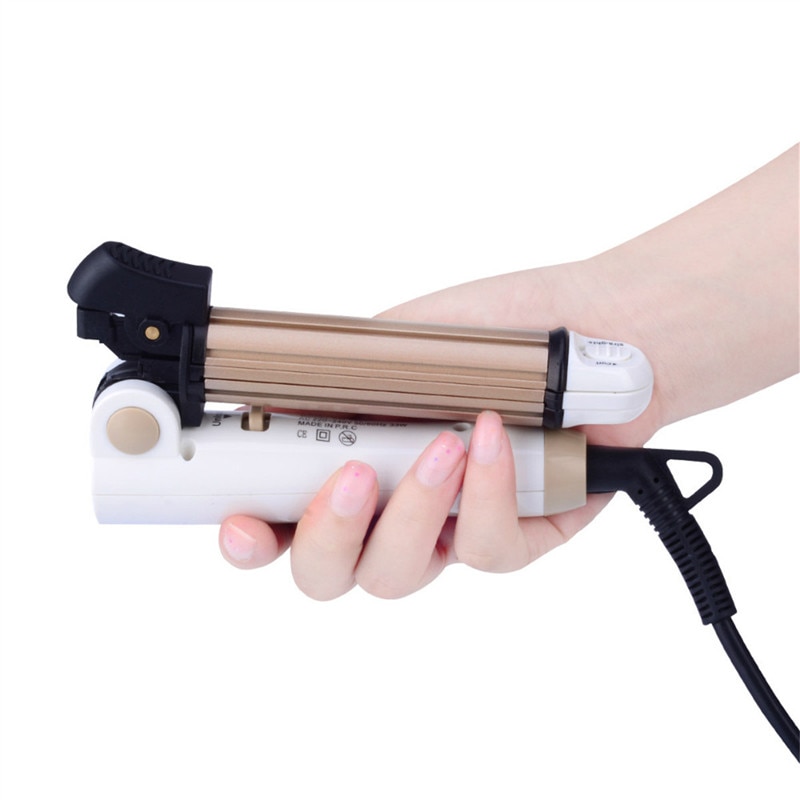 Ckeyin 3 In 1 Opvouwbare Haar Krultang Snelle Verwarming Mini Keramische Krultang + Stijltang Flat Iron + Maïs plaat Haar Krultang