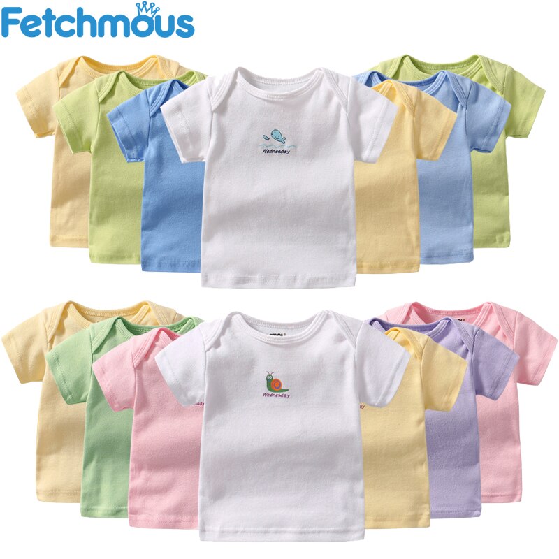 Neugeborenen T-Shirt 7-Stück Set 100% Baumwolle Infant Kleidung Kurzen Ärmeln Sommer Tops für 0-6M Baby junge Mädchen Niedlich Bebe Kleidung Anzug