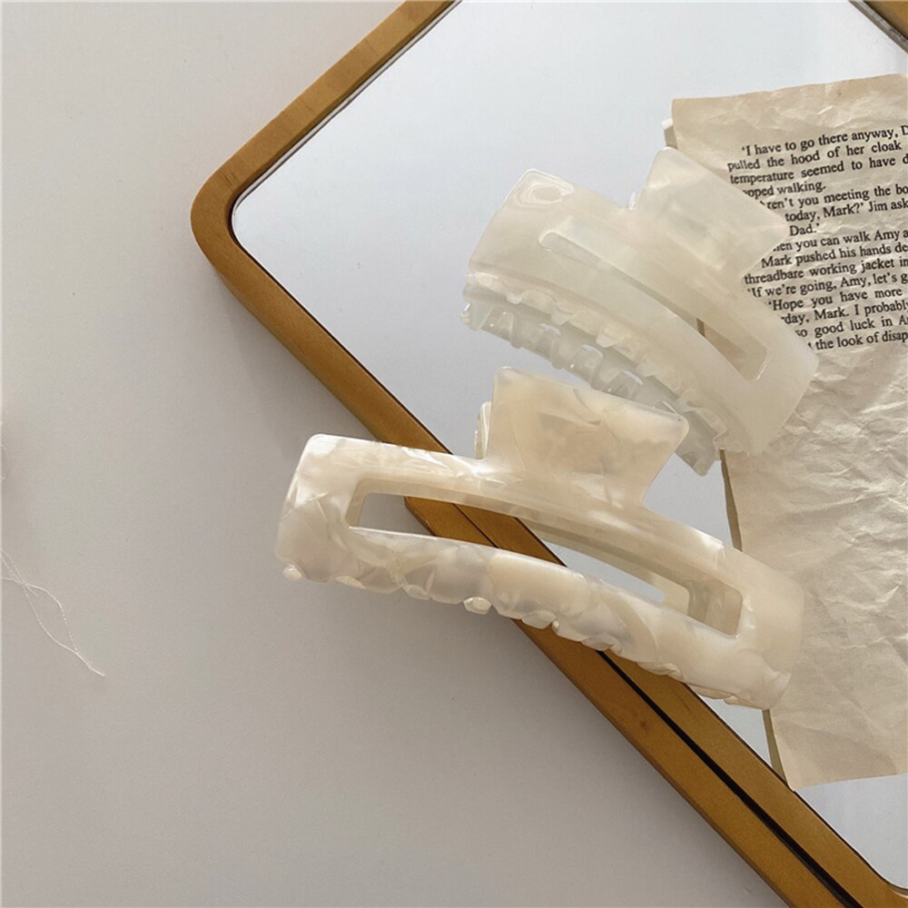 Ensfarvet klo klip stor barrette krabbe hår kløer badeklip hestehale klip til kvinder piger hår tilbehør