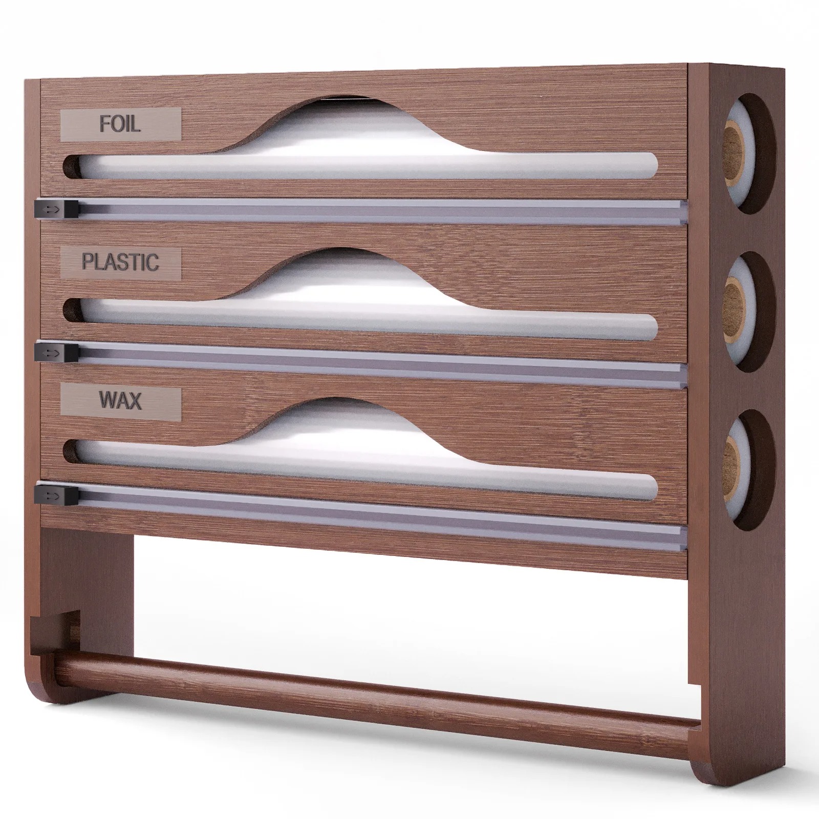 Keuken Bamboe Compartiment Vershoudfolie Tin Folie Cutter Box Keukenpapier Wandmontage Papieren Handdoek Keuken Organizer Accessoires: Army Green