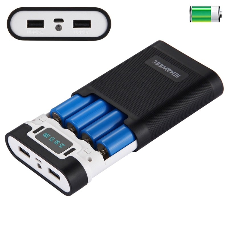 DIY 4 x 18650 Battery Case Portable Power Bank Shell Box 2 USB Output &amp; Display for iPhone / Galaxy Without Battery