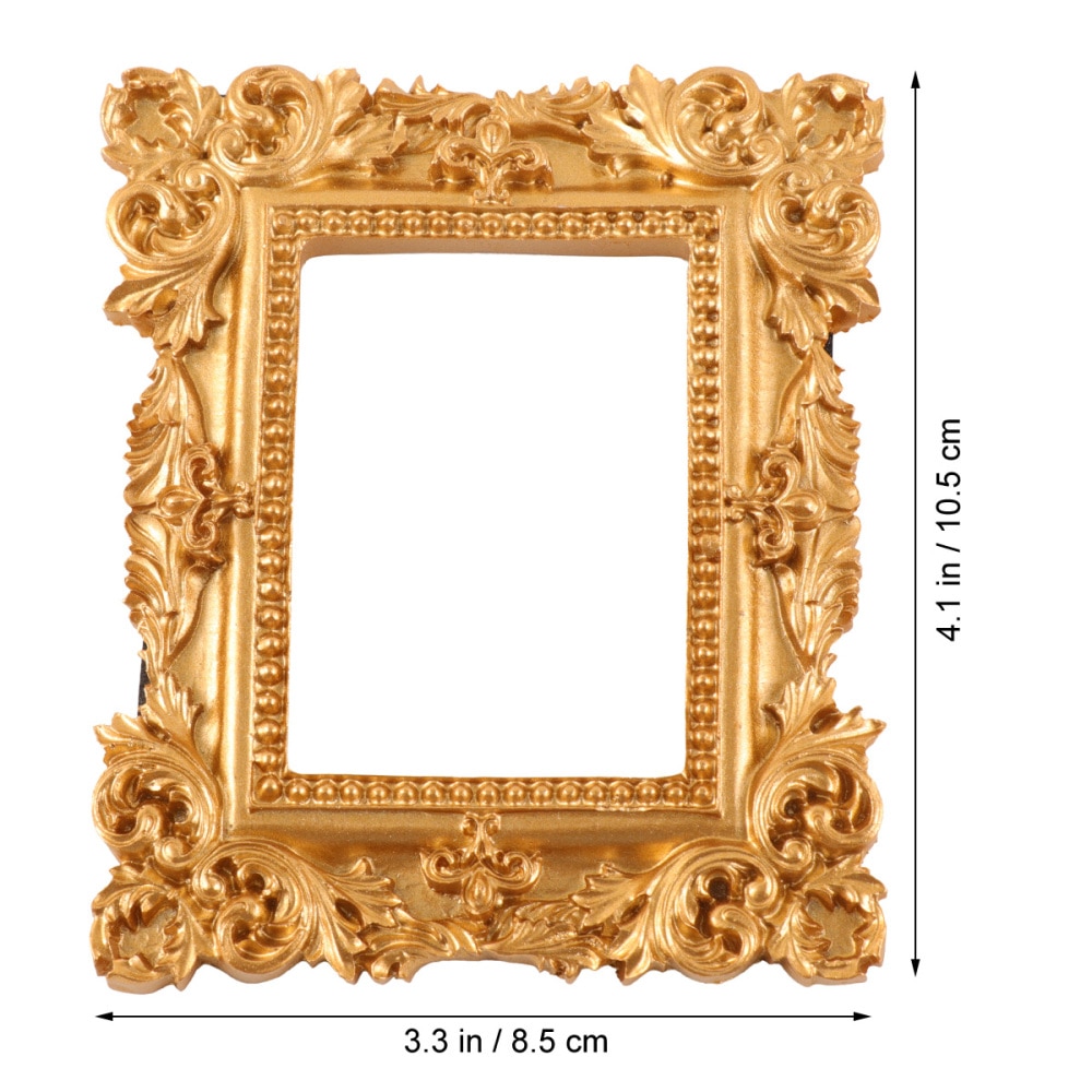 Retro Photo Frame Rectangle Resin Picture Frame Golden Mini Photo Frame Desktop Ornament Jewelry Display Frame For Bedroom