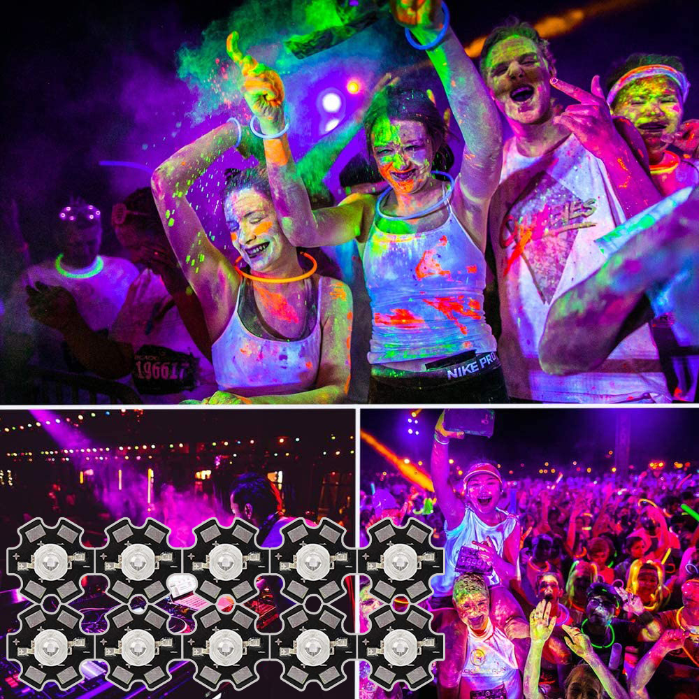 High Power 3W 365nm 395nm UV Ultraviolet LED Chip Beads Black Light COB Light Bulbs Spot Light Aluminum Substrate DIY Lights