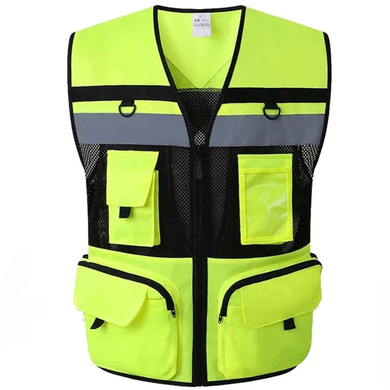 Chaleco reflectante de seguridad de alta visibilidad, ropa de trabajo para trabajadores de la construcción con bolsillo grande, ropa reflectante para ciclismo y motocicleta