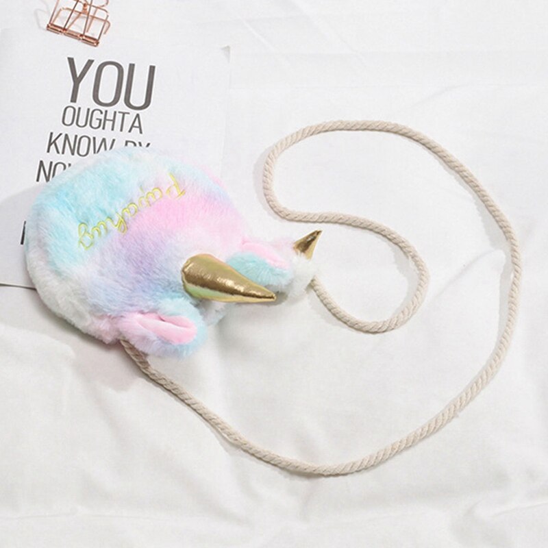 1 PC Bunte Unicon Pelz Tasche Frauen Winter Wolle Kleid Bankett Plüsch Kupplung Umhängetasche Bote Schulter Tasche Mädchen Tasche