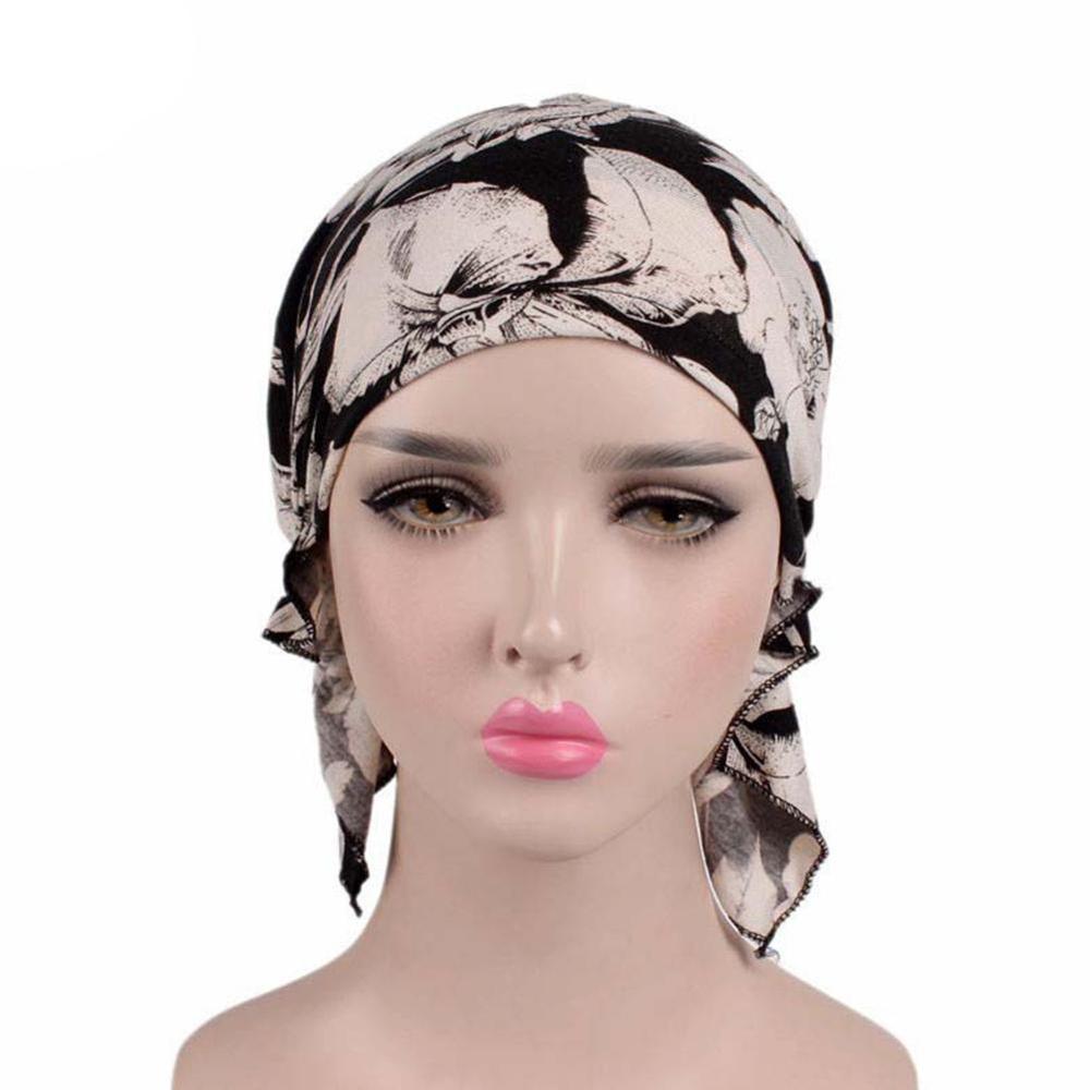 Mujeres imprimir India Hat musulmán, volante cáncer gorro de lana para quimio turbante gorro envolvente sombreros con estampados de leopardo accesorios de mujer