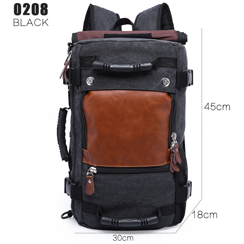 KAKA 50L Wasserdichte Reise Rucksack Männer Frauen Multifunktions 17,3 Laptop Rucksäcke Männlichen draussen Gepäck Tasche mochilas Beste: 0208-Schwarz