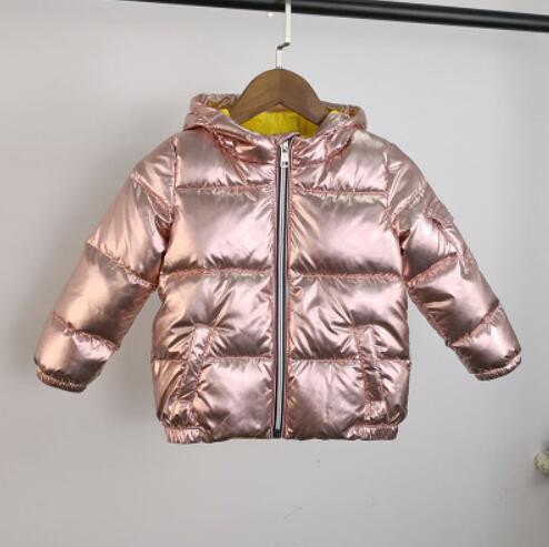 Barn vinterjacka för barn flickor silver guld pojkar casual huva kappa babykläder ytterkläder barn parka jacka snödräkt: Rosa / 3t