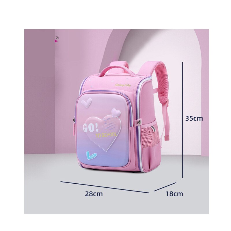 Top Shark School Bags for Boys Primary Backpacks Grade 1 Girls Pink Princess School Backpacks for Kids Mochila Infantil: pink heart