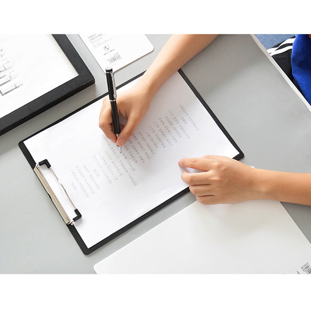 Plastikowy schowek metalowy klips notatki teczka teczka na dokumenty z wiszące pętli dostawa artykułów piśmienniczych