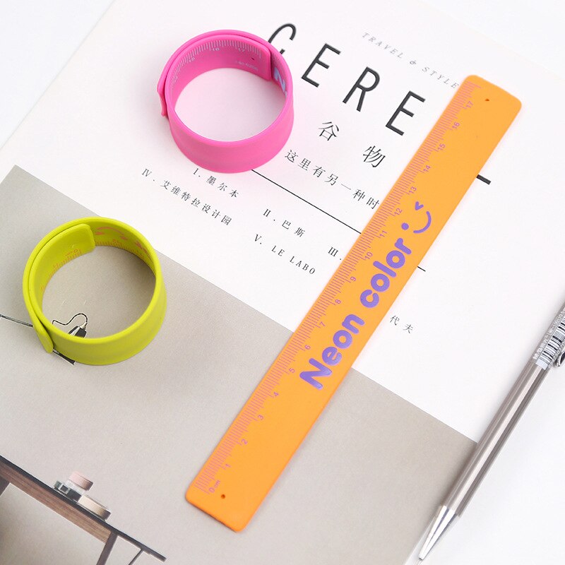 1pc Silicone w15 w54 Portable Slap Bracelet Student Supply Drawing Painting w51 Cute Soft Ruler