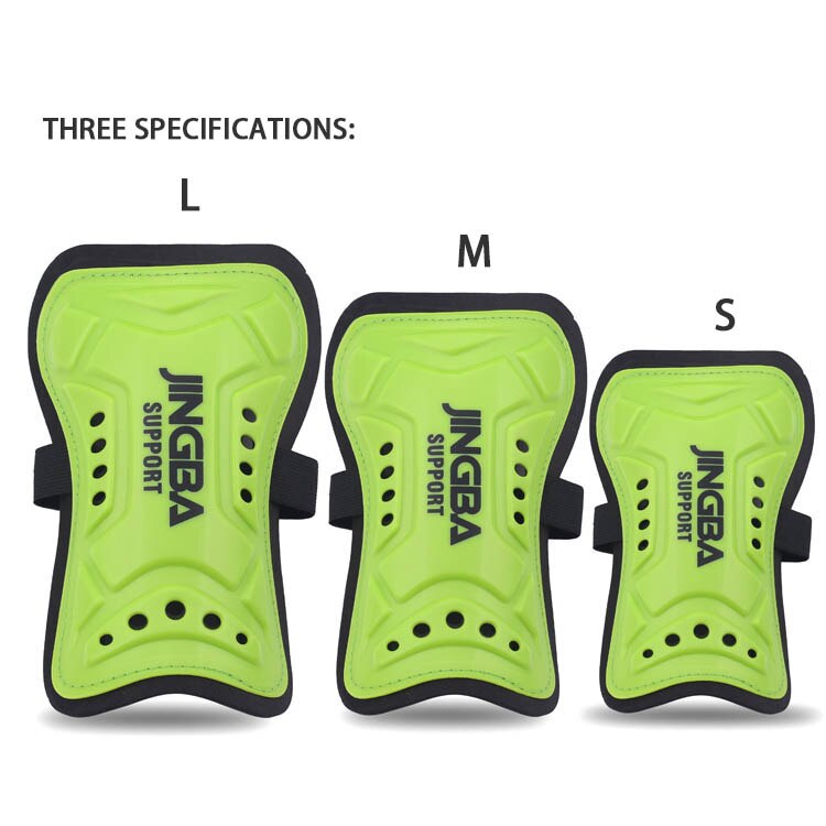 JINGBA SUPPORT Child/Adult soccer shin guards protege tibia football adultes shin protector adult football pads espinilleras de: Green / L(9.5cmx20cm)