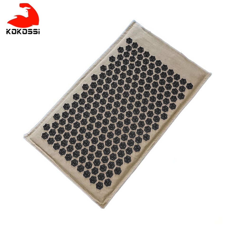 KoKossi-colchoneta de acupuntura de lino orgánico Natural, cojín de masaje con puntas de loto, esterilla de Yoga para alivio del dolor y espalda/cuello: Black Mat