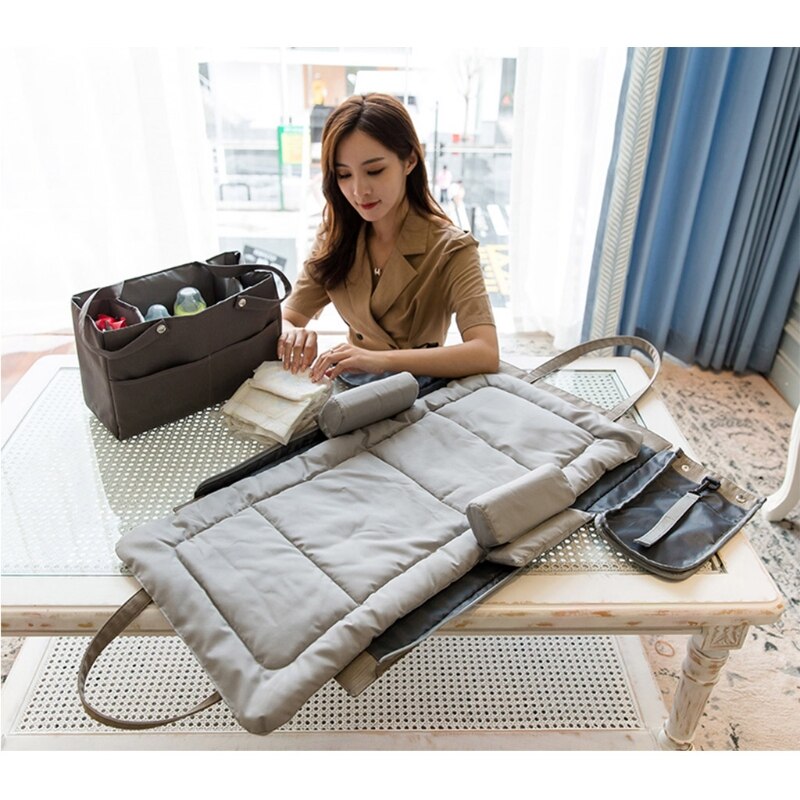 Bolsa portátil 3 en 1 para bebé, bolso de mano para bebé, cuna de viaje, bolsa de pañales de cama plegable, cambiador